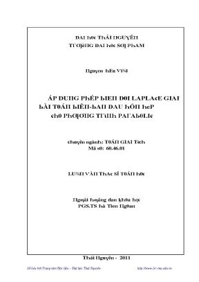 Luận văn áp dụng phép biến đổi laplace giải bài toán biên ban đầu hỗn hợp cho phương trình parabolic