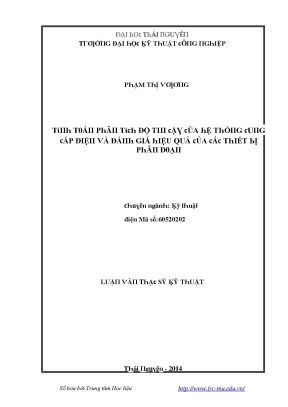 Luận văn tính toán phân tích độ tin cậy của hệ thống cung cấp điện và đánh giá hiệu quả của các thiết bị phân đoạn