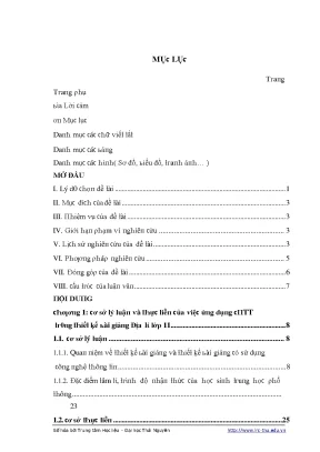 Luận văn ứng dụng công nghệ thông tin trong thiết kế bài giảng địa lý lớp 11 trung học phổ thông