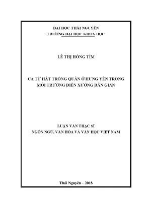 Luận văn ca từ hát trống quân ở hưng yên trong môi trường diễn xướng dân gian