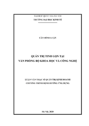 Luận văn quản trị tinh gọn tại văn phòng bộ khoa học và công nghệ