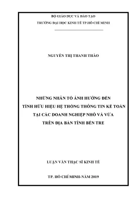 Luận văn những nhân tố ảnh hưởng đến tính hữu hiệu hệ thống thông tin kế toán tại các doanh nghiệp nhỏ và vừa trên địa bàn tỉnh bến tre