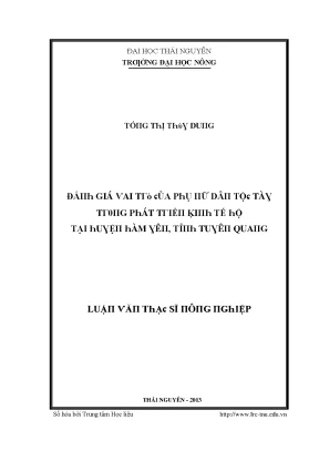 Luận văn đánh giá vai trò của phụ nữ dân tộc tày trong phát triển kinh tế hộ tại huyện hàm yên tỉnh tuyên quang