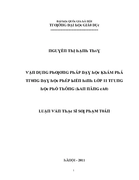 Luận văn vận dụng phương pháp dạy học khám phá trong dạy học phép biến hình lớp 11 trung học phổ thông ban nâng cao