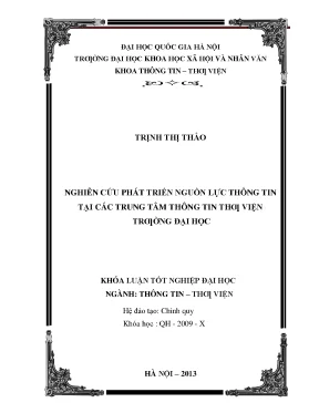 Luận văn thạc sĩ nghiên cứu phát triển nguồn lực thông tin tại các trung tâm thông tin thư viện trường đại học