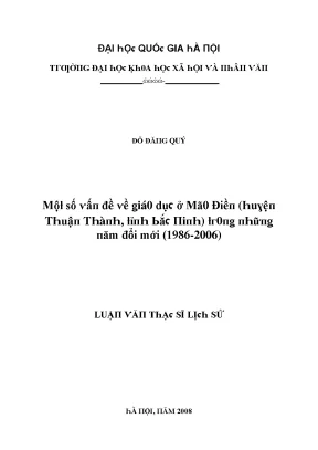 Luận văn một số vấn đề về giáo dục ở mão điền huyện thuận thành tỉnh bắc ninh trong những năm đổi mới 1986 2006