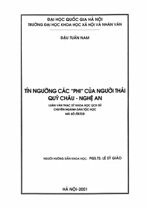 Luận văn thạc sĩ lịch sử tín ngưỡng các phi của người thái quỳ châu nghệ an
