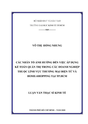 Luận văn các nhân tố ảnh hưởng đến việc áp dụng kế toán quản trị trong các doanh nghiệp thuộc lĩnh vực thương mại điện tử và home shopping tại tp hcm