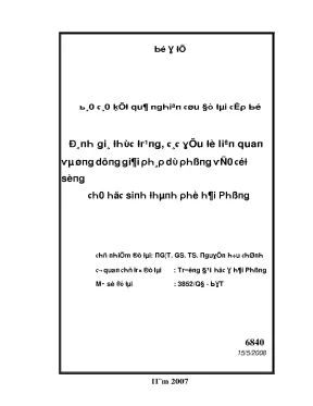 Đánh giá thực trạng các yếu tố liên quan và ứng dụng giải pháp dự phòng vẹo cột sống cho học sinh thành phố hải phòng