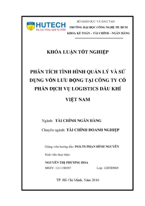 Luận văn phân tích tình hình quản lý và sử dụng vốn lưu động tại công ty cổ phần dịch vụ logistics dầu khí việt nam