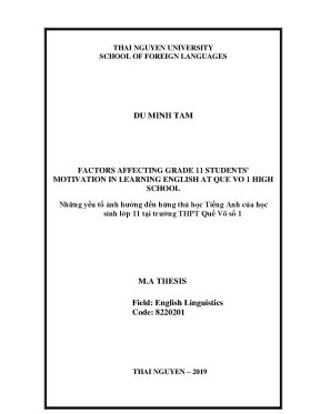 Luận văn những yếu tố ảnh hưởng đến hứng thú học tiếng anh của học sinh lớp 11 tại trường thpt quế võ số 1