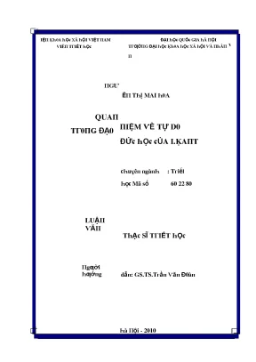 Luận văn quan niệm về tự do trong đạo đức học của i kant