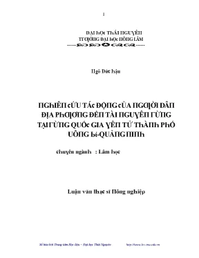 Luận văn nghiên cứu tác động của người dân địa phương đến tài nguyên rừng tại rừng quốc gia yên tử thành phố uông bí quảng ninh