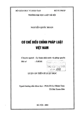 Luận án tiến sĩ luật học cơ chế điều chỉnh pháp luật việt nam