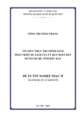 Luận văn thạc sĩ quản lý kinh tế tổ chức thực thi chính sách phát triển du lịch của ủy ban nhân dân huyện ba bể tỉnh bắc kạn