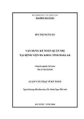 Luận văn vận dụng kế toán quản trị tại bệnh viện đa khoa tỉnh đăk lăk