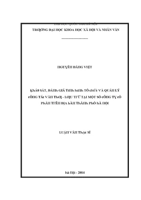 Luận văn khảo sát đánh giá tình hình tổ chức và quản lý công tác văn thư lưu trữ tại một số công ty cổ phần trên địa bàn thành phố hà nội