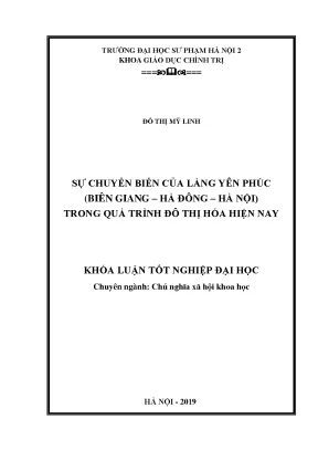Luận văn sự chuyển biến của làng yên phúc biên giang hà đông hà nội trong quá trình đô thị hóa hiện nay