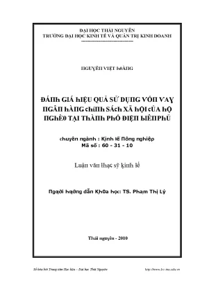 Luận văn đánh giá hiệu quả sử dụng vốn vay ngân hàng chính sách xã hội của hộ nghèo tại thành phố điện biên phủ
