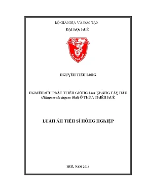 Luận văn nghiên cứu phát triển giống lúa kháng rầy nâu nilarpavata lugens stal ở thừa thiên huế