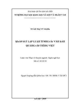 Luận văn khảo sát lập luận trong các văn bản quảng cáo tiếng việt