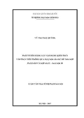 Luận văn phát triển năng lực vận dụng kiến thức vào thực tiễn thông qua dạy học các chủ đề tích hợp phần clo và hợp chất hóa học 10