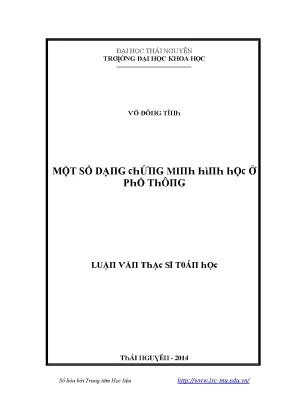 Luận văn một số dạng chứng minh hình học ở phổ thông