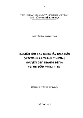 Luận văn nghiên cứu tạo dòng cây dưa hấu citrullus lanatus thumb chuyển gen kháng bệnh virus đốm vòng prsv