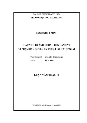 Luận văn thạc sĩ quản trị kinh doanh các yếu tố ảnh hưởng đến hành vi vi phạm bản quyền kỹ thuật số ở việt nam