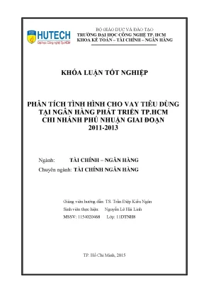 Luận văn phân tích tình hình cho vay tiêu dùng tại ngân hàng phát triển tp hcm chi nhánh phú nhuận giai đoạn 2011 2013