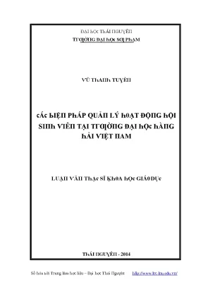 Luận văn các biện pháp quản lý hoạt động hội sinh viên tại trường đại học hằng hải việt nam