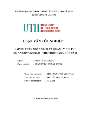 Luận văn tốt nghiệp kinh tế xây dựng lập dự toán ngân sách và dự án novaworld the tropicana hồ tràm