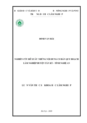 Luận văn nghiên cứu đề xuất những nội dung cơ bản quy hoạch lâm nghiệp huyện tân kỳ tỉnh nghệ an