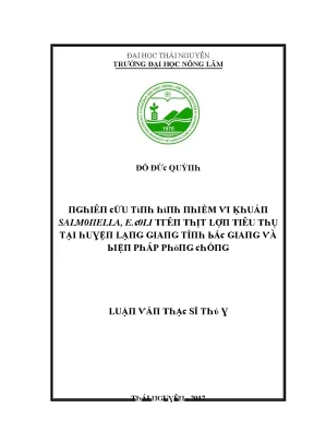 Luận văn nghiên cứu tình hình nhiễm vi khuẩn salmonella e coli trên thịt lợn tiêu thụ tại huyện lạng giang tỉnh bắc giang và biện pháp phòng chống