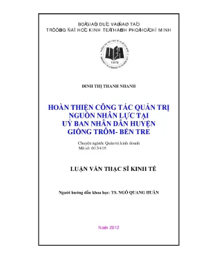 Luận văn hoàn thiện công tác quản trị nguồn nhân lực tại ủy ban nhân dân huyện giồng trôm bến tre luận văn thạc sĩ