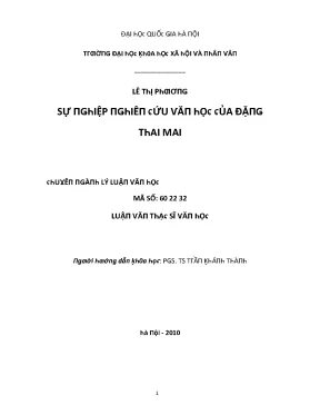 Luận văn sự nghiệp nghiên cứu văn học của đặng thai mai