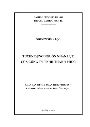 Luận văn thạc sĩ quản trị kinh doanh tuyển dụng nguồn nhân lực của công ty tnhh thanh phúc