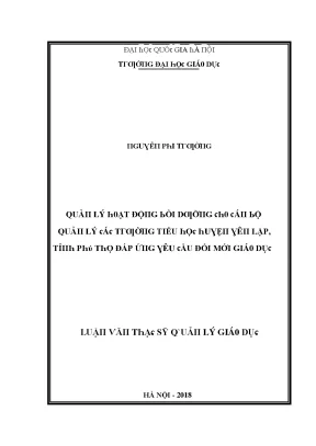 Luận văn quản lý hoạt động bồi dưỡng cho cán bộ quản lý các trường tiểu học huyện yên lập tỉnh phú thọ đáp ứng yêu cầu đổi mới giáo dục
