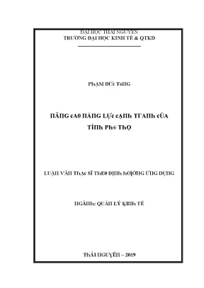 Luận văn nâng cao năng lực cạnh tranh của tỉnh phú thọ