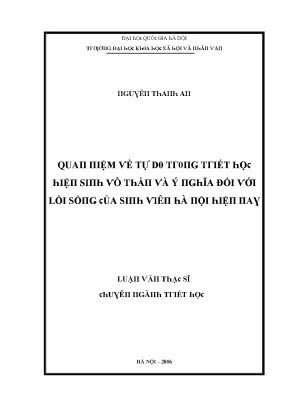 Luận văn quan niệm về tự do trong triết học hiện sinh vô thần và ý nghĩa đối với lối sống của sinh viên hà nội hiện nay