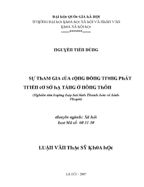 Luận văn sự tham gia của cộng đồng trong phát triển cơ sở hạ tầng ở nông thôn nghiên cứu trường hợp hai tỉnh thanh hóa và bình phước