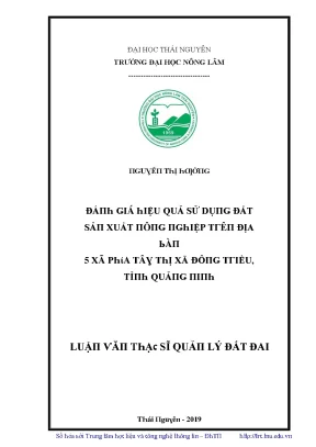 Luận văn đánh giá hiệu quả sử dụng đất sản xuất nông nghiệp trên địa bàn 5 xã phía tây thị xã đông triều tỉnh quảng ninh