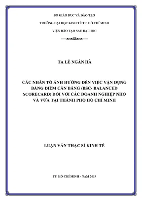 Luận văn các nhân tố ảnh hưởng đến việc vận dụng bảng điểm cân bằng bsc balanced scorecard đối với các doanh nghiệp nhỏ và vừa tại thành phố hồ chí minh