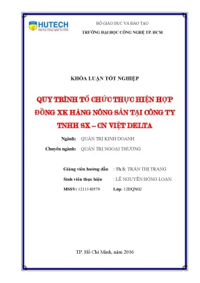 Luận văn quy trình tổ chức thực hiện hợp đồng xk hàng nông sản tại công ty tnhh sx cn việt delta