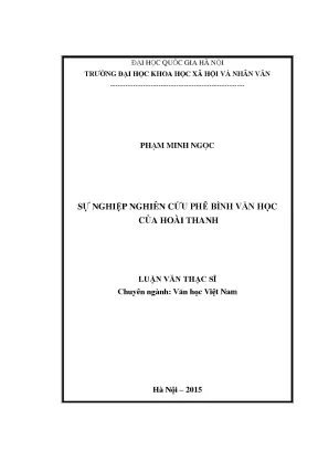 Luận văn thạc sĩ sự nghiệp nghiên cứu phê bình văn học của hoài thanh