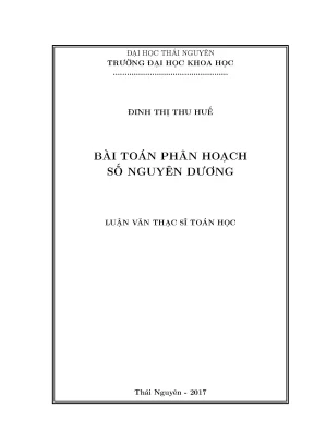 Luận văn bài toán phân hoạch số nguyên dương