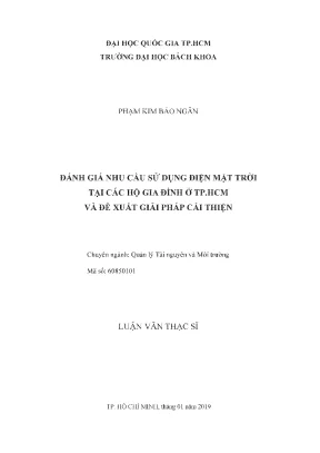 Luận văn thạc sĩ quản lý tài nguyên và môi trường đánh giá nhu cầu sử dụng điện mặt trời tại các hộ gia đình ở tp hcm và đề xuất giải pháp cải thiện