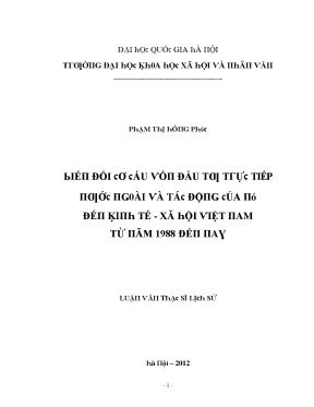 Luận văn biến đổi cơ cấu vốn đầu tư trực tiếp nước ngoài và tác động của nó đến kinh tế xã hội việt nam từ năm 1988 đến nay