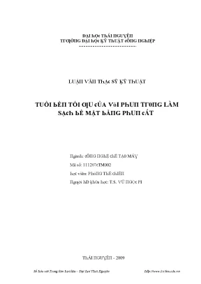Luận văn tuổi bền tối ưu của vòi phun trong làm sạch bề mặt bằng phun cát