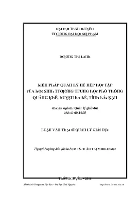 Luận văn biện pháp quản lý nề nếp học tập của học sinh trường thpt quảng khê huyện ba bể tỉnh bắc kạn